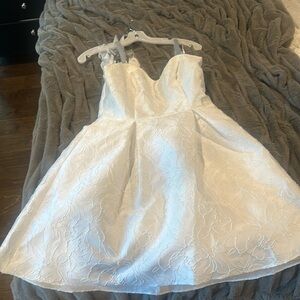 White Dress with Blue Bow Straps 🎀🤍💍